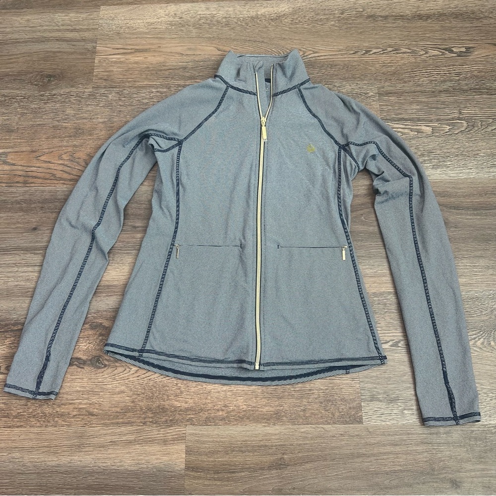 Lilly Pulitzer Luxletic Kapri Zip Up Jacket Small Navy Feeder Striped Sporty